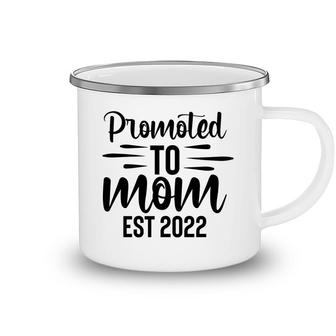 Promoted To Mom Est 2022 Full Black Baby Camping Mug - Seseable