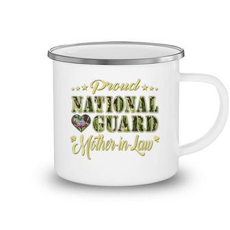 Proud National Guard Mother-In-Law Dog Tags Heart Army Mom Camping Mug - Seseable