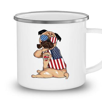 Pug Dog Merica 4Th Of July Usa American Flag Men Women Camping Mug - Seseable