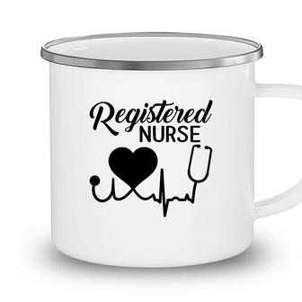 Registered Nursing Practice Rn Nurse Black Heartbeat Camping Mug - Seseable