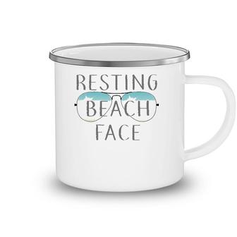 Resting Beach Face Summer Tee With Sunglasses Camping Mug | Mazezy