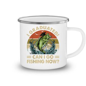 Retro I Graduated Can I Go Fishing Now Cute Graduation Camping Mug - Seseable