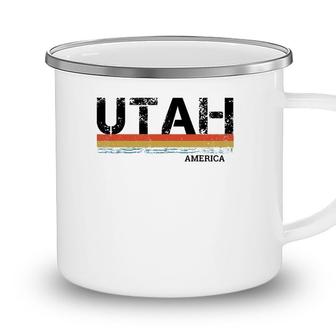 Retro Vintage Stripes Utah Gift & Souvenir Camping Mug - Seseable