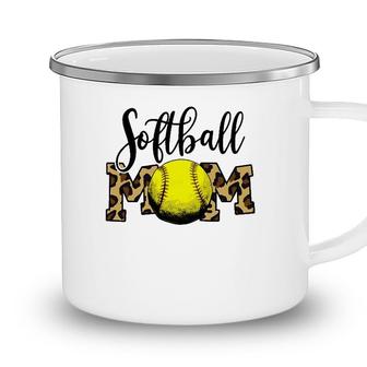 Softball Baseball Ball Mom Leopard Funny Mothers Day Womens Camping Mug - Seseable