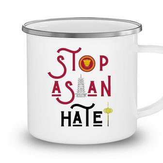 Stop Asian Hate Americans Support Asians Vintage Retro Peace Camping Mug - Seseable