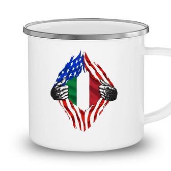 Super Italian Heritage Proud Italy Roots Usa Flag Camping Mug - Seseable
