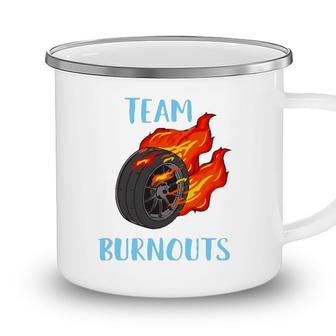 Team Burnouts Gender Reveal Party Idea For Baby Boy Reveal Camping Mug - Seseable