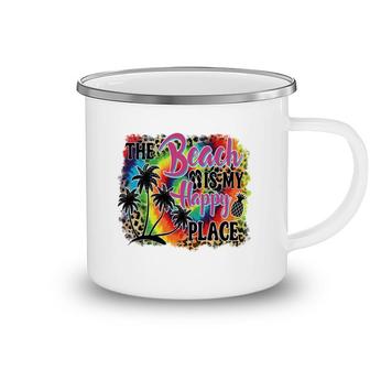 The Beach Is My Happy Place Retro Summer Beach Camping Mug - Seseable