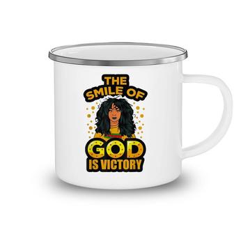 The Smile Of God Is Victory Melanin Women Juneteenth Queen Camping Mug | Mazezy