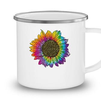 Tie Dye Sunflower Peace Love 60S 70S Hippie Retro Vintage Camping Mug - Seseable