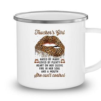 Truckers Girl Hated By Many Loved By Plenty Leopard Lips Camping Mug - Seseable