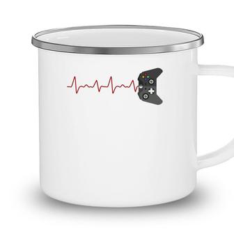 Video Game Lover Gifts Gamer Heartbeat Gaming Camping Mug - Seseable