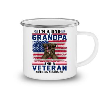 Vintage Im A Dad Grandpa And A Veteran Nothing Scares Me Camping Mug - Seseable