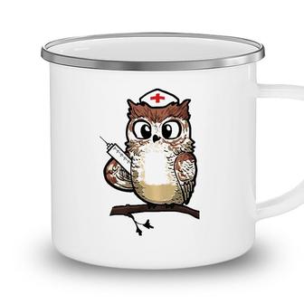 Women Funny Owl Nursing Gift Proud Night Shift Nurse Camping Mug - Seseable