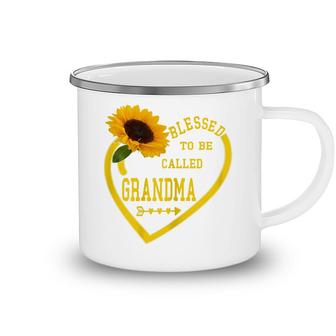 Womens Blessed To Be Called Grandma Mothers Day Sunflower Hearts Camping Mug - Seseable