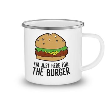 Womens Funny Hamburger Fast Food Im Just Here For The Burger V-Neck Camping Mug