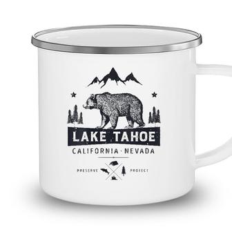 Womens Lake Tahoe National Park California Nevada Vintage Bear Men V-Neck Camping Mug - Seseable