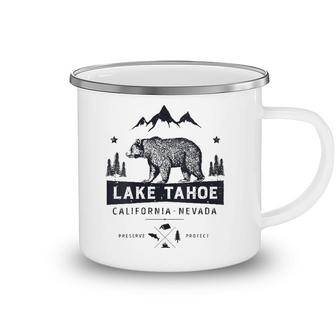Womens Lake Tahoe National Park California Nevada Vintage Bear Men V-Neck Camping Mug | Mazezy UK