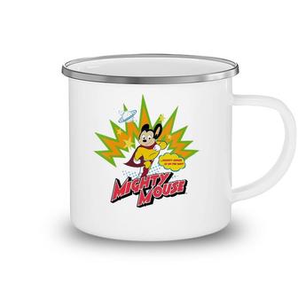 Womens Mighty Mouse Is On The Way V-Neck Camping Mug | Mazezy