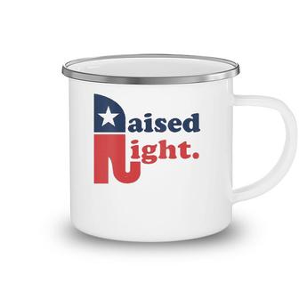 Womens Raised Right Republican Elephant Retro Style Distressed Gift V-Neck Camping Mug | Mazezy