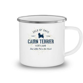 Womens Retro Vintage Cairn Terrier V-Neck Camping Mug | Mazezy