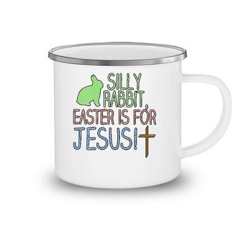 Womens Silly Rabbit Easter Is For Jesus Christian Religious V-Neck Camping Mug | Mazezy