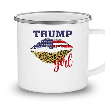 Womens Trump Girl Leopard Lips Usa Flag Pro Vote For Donald 2020 Ver2 Camping Mug - Seseable