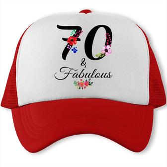70 & Fabulous 70 Year Old Vintage Floral 1952 70Th Birthday Trucker Cap - Seseable