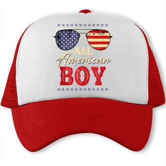 All American Boy 4Th Of July Us Flag Boys Kids Sunglasses Trucker Cap - Seseable