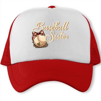 Baseball Sister Leopard Girl Softball Big Sister Trucker Cap - Seseable