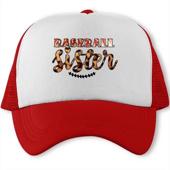 Baseball Sister Leopard Great Plaid Gifts Trucker Cap - Seseable