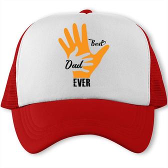 Best Dad Ever Orange Fingers Dad Day Fathers Day Trucker Cap - Seseable
