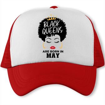 Black Queens Are Born In May Birthday Curly Hair Girl Trucker Cap - Seseable