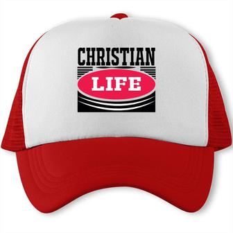 Christian Life Bible Verse Black Graphic Great Christian Trucker Cap - Seseable