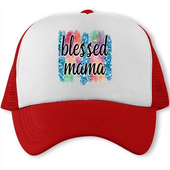 Colorful Blessed Mama Vintage Mothers Day Trucker Cap - Seseable