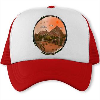Colorful Mountains Camp Life Design For Mothers Day Trucker Cap - Seseable