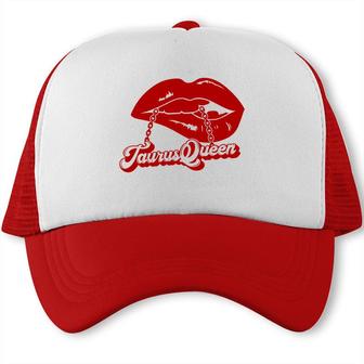 Cool Taurus Queen Design Red Lips Byte The Quote Trucker Cap - Seseable