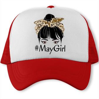 Cute May Girl Leopard Birthday For Queen Born May Birthday Trucker Cap - Seseable
