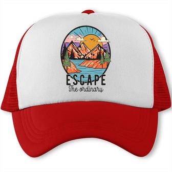 Escape The Ordinary From Busy Life To Relax Vintage Mountain Adventure Trucker Cap - Seseable