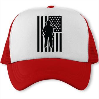 Firefighter Usa Flag Black Gift For Firefighter Trucker Cap - Seseable