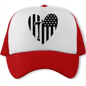 Firefighter Usa Flag Black Meaningful Gift For Firefighter Trucker Cap - Seseable