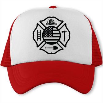 Firefighter Usa Flag Meaningful Gift For Firefighter Trucker Cap - Seseable