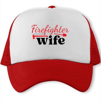 Firefighter Wife Red Firefighter Graphic Meaningful Trucker Cap - Seseable