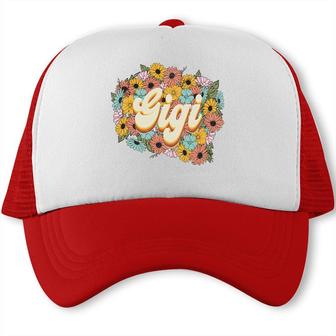 Florals Retro Gigi Flower Vintage Mothers Day Trucker Cap - Seseable