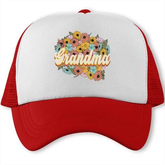 Florals Retro Grandma Flower Vintage Mothers Day Trucker Cap - Seseable