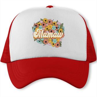 Florals Retro Mamaw Flower Vintage Mothers Day Trucker Cap - Seseable