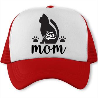 Fur Mom Cat Animal Black Cute Gift For Mom Trucker Cap - Seseable