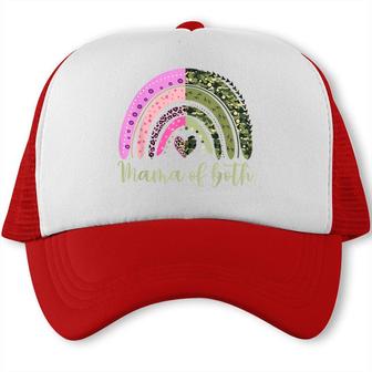 Glitter And Dirt Mama Of Both Leopard Rainbow & Camo Trucker Cap - Seseable