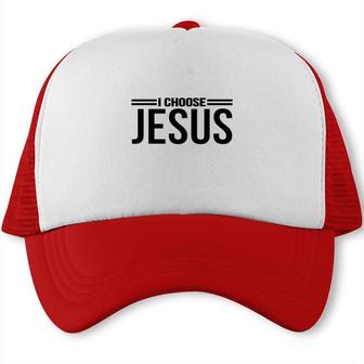 I Choose Jesus Bible Verse Black Graphic Christian Trucker Cap - Seseable