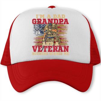 Im A Dad Grandpa And A Veteran Usa Flag 4Th Of July Trucker Cap - Seseable